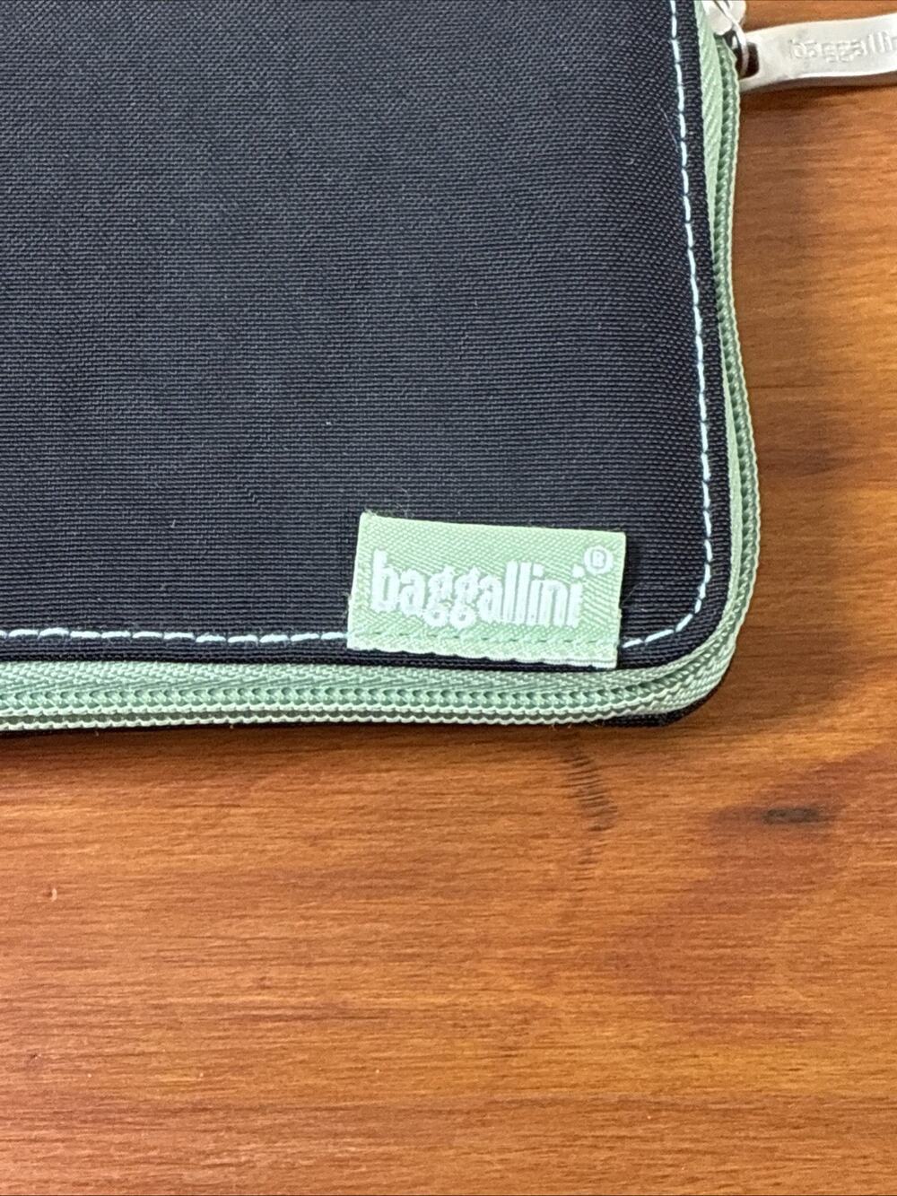 Baggallini RFID Black Green Card Case ID Wallet